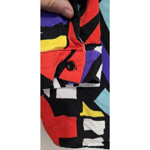 Big Dart Shirt Womens Sz 38 M Geometric Art Blouse 80s Retro Button Up Abstract - Picture 10 of 11